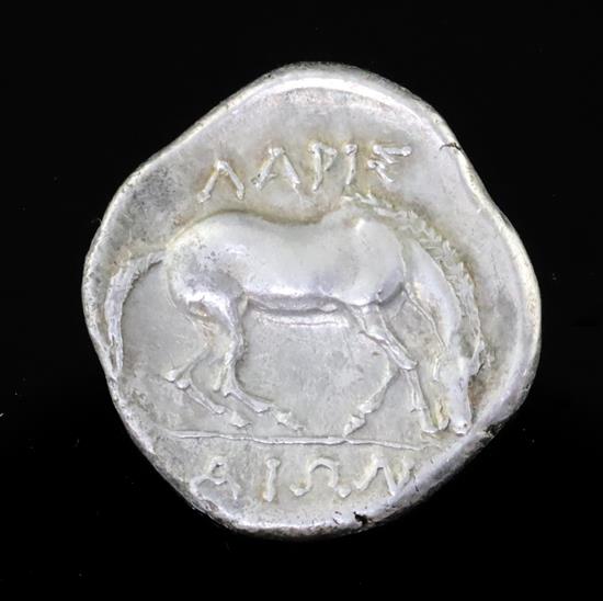 Ancient Coins, Thessaly, Larissa AR Drachm, c.356-342 BC, 6g, 19mm, GVF with light toning